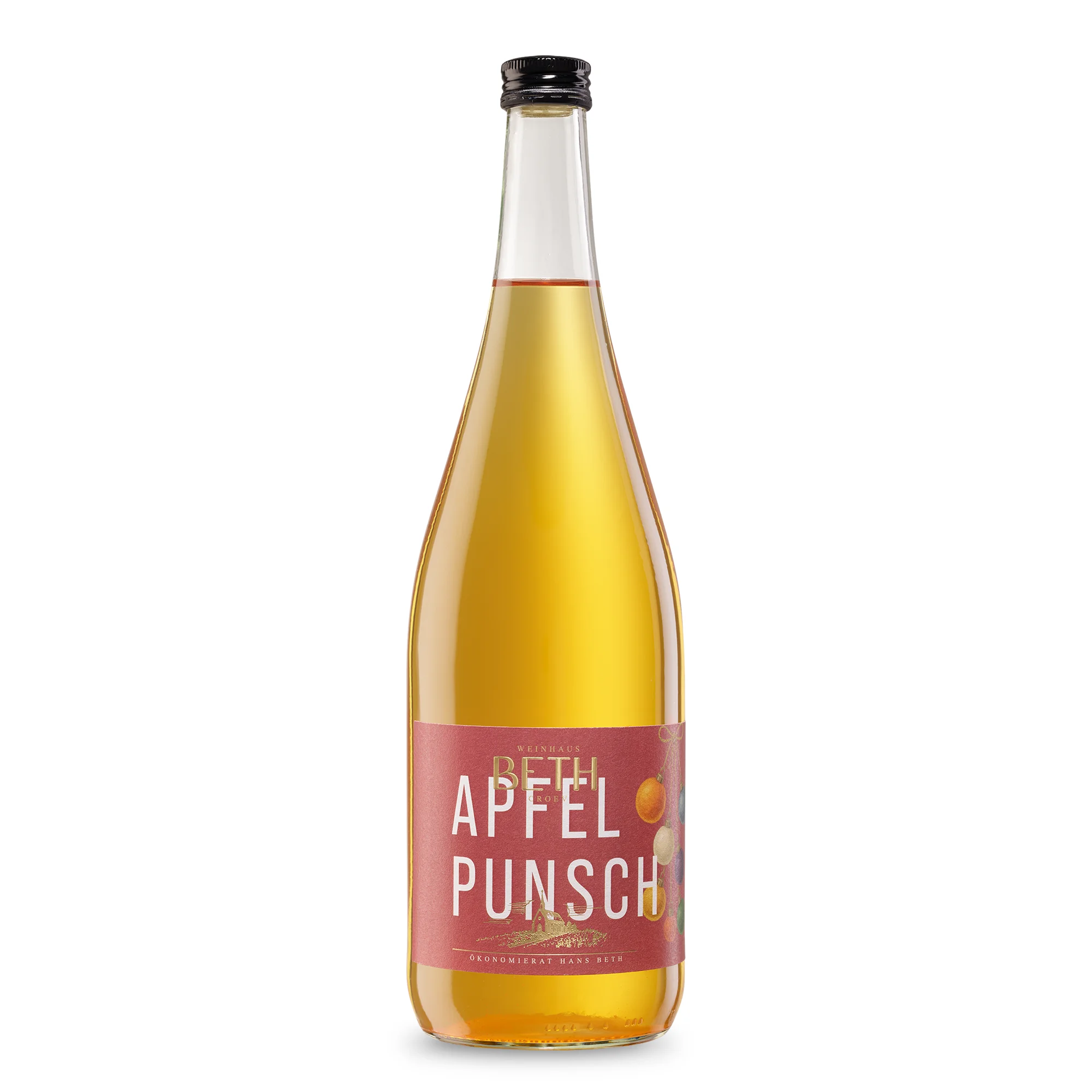 Kinder-Apfelpunsch alkoholfrei, fruchtiges und wärmendes Winter-Heißgetränk für die ganze Familie in der Literflasche von Weinhaus Beth aus Kröv an der Mosel