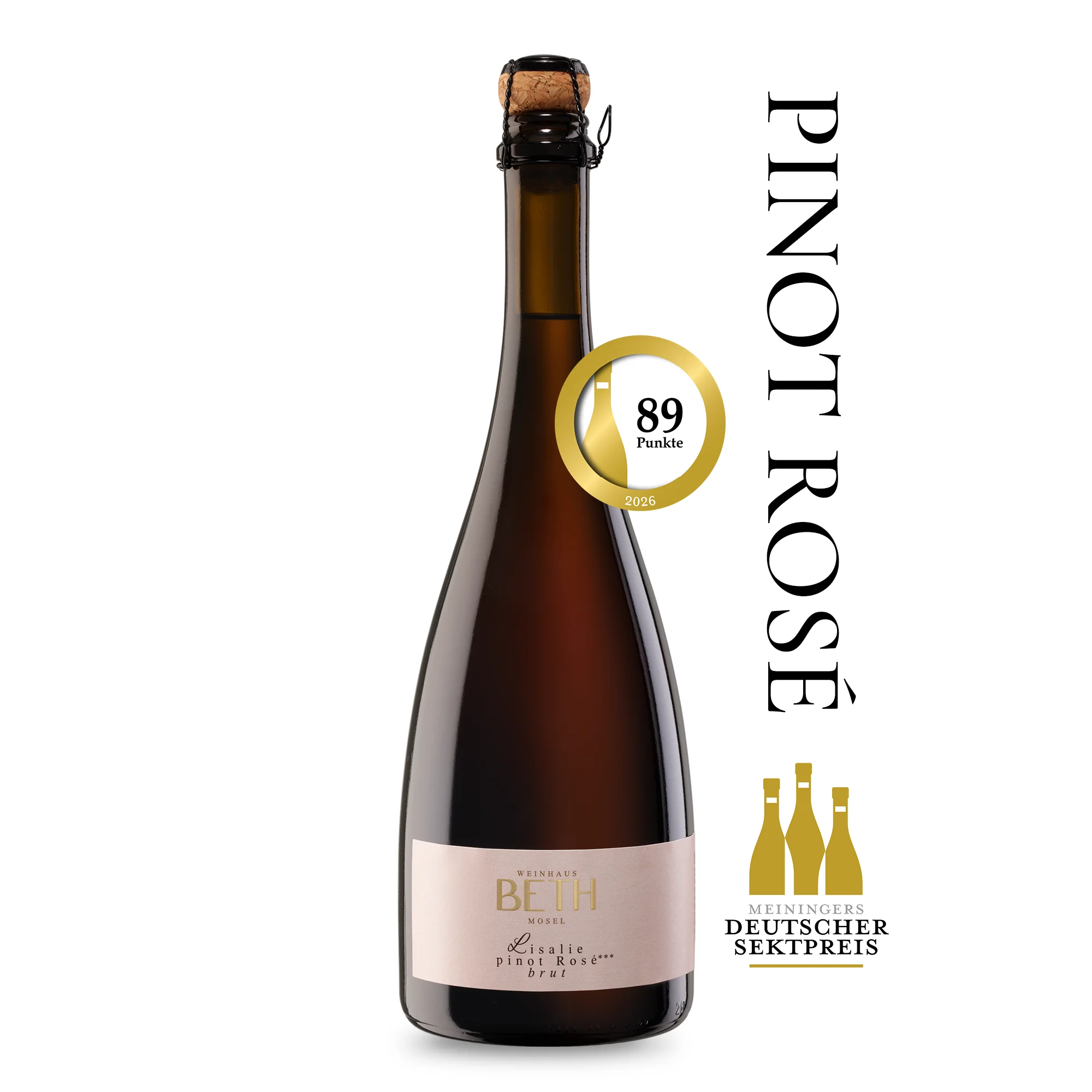 Lisalie Pinot Rosé Sekt brut reserve, eleganter und lachsfarbener Premium-Winzersekt von Weinhaus Beth aus Kröv an der Mosel