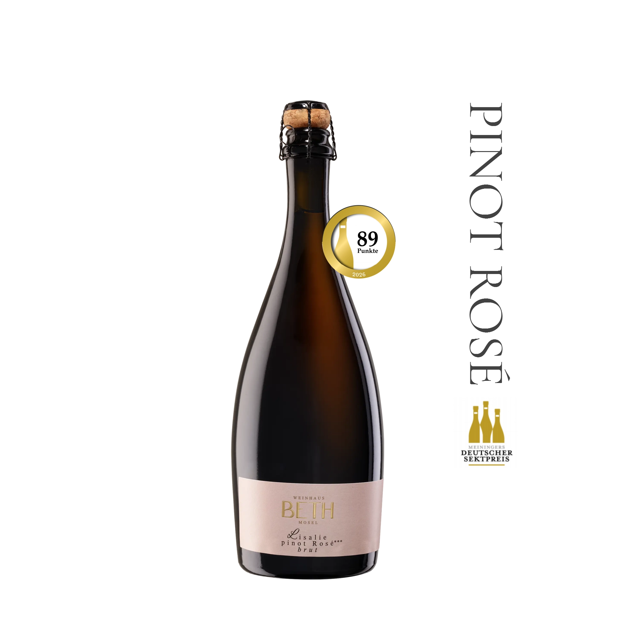 Lisalie Pinot Rosé Sekt brut reserve, eleganter und lachsfarbener Premium-Winzersekt von Weinhaus Beth aus Kröv an der Mosel