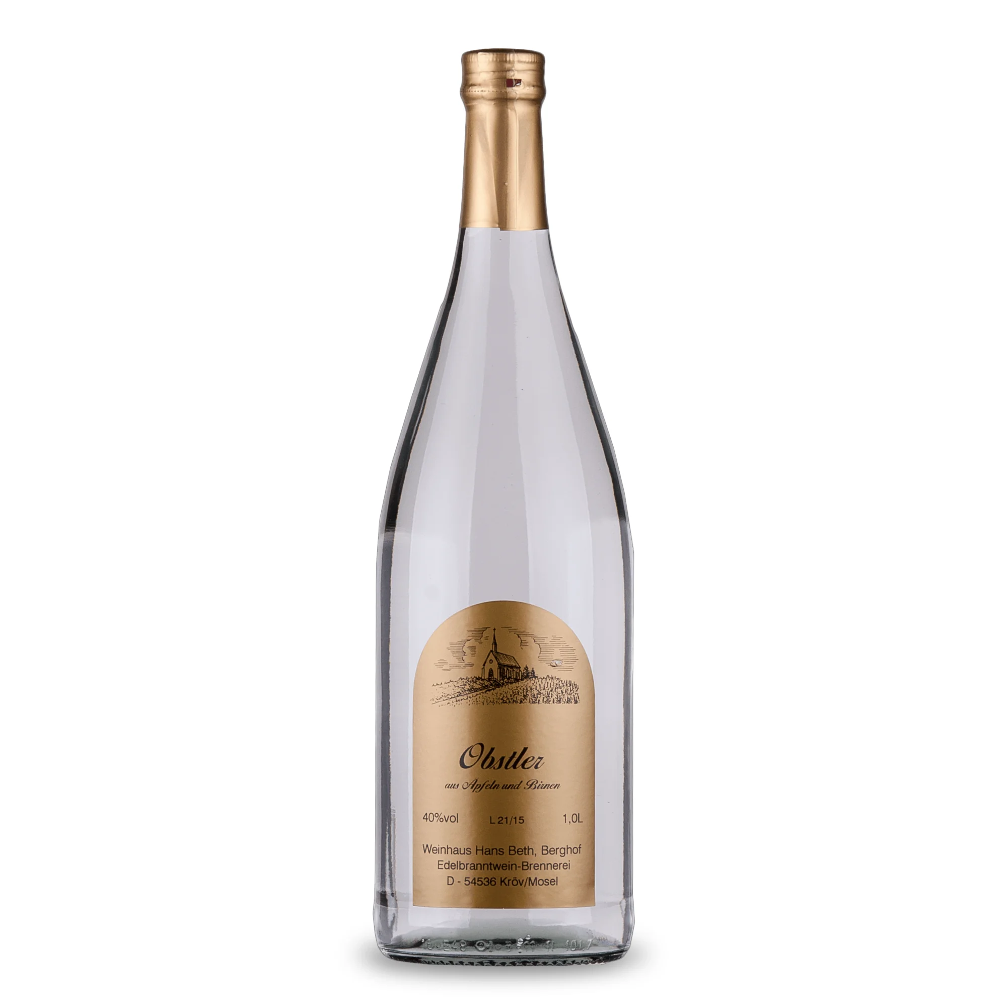 Obstler von der Mosel, ehrlicher und fruchtiger Digestif-Genuss nach einem kräftigen Essen in der Literflasche von Weinhaus Beth aus Kröv