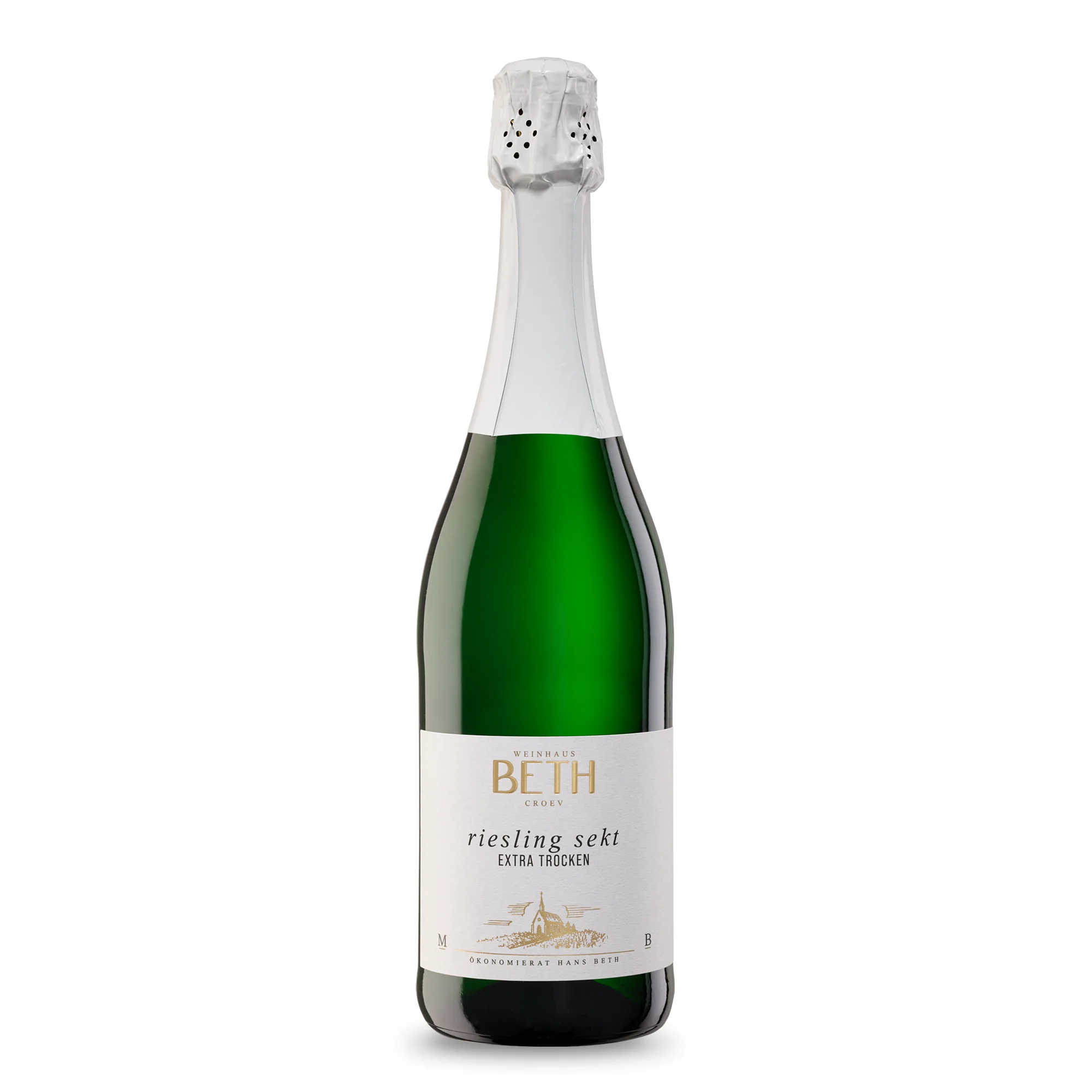 Beth's Mosel-Riesling Sekt extra trocken, eleganter und spritziger Premium-Schaumwein von Weinhaus Beth aus Kröv an der Mosel