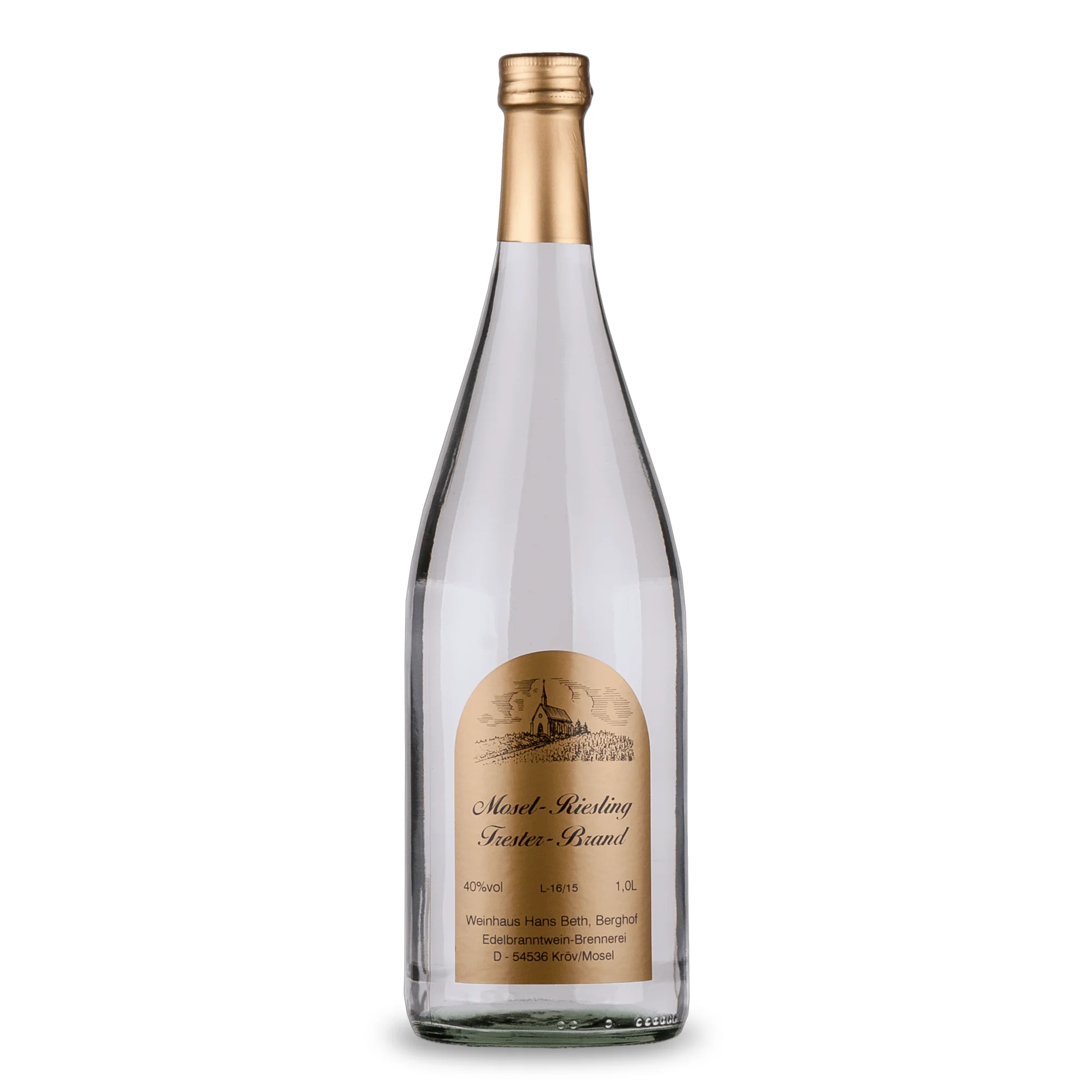 Riesling Trester DAS ORIGINAL, traditioneller und fruchtiger Tresterbrand in der Literflasche von Weinhaus Beth aus Kröv an der Mosel